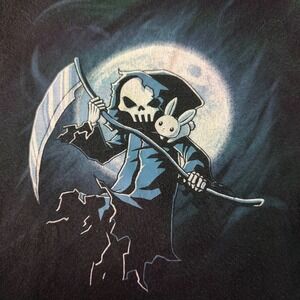 TeeTurtle Grim Reaper Bunny Moon Graphic T-Shirt Black Mens Large Short Sleeve